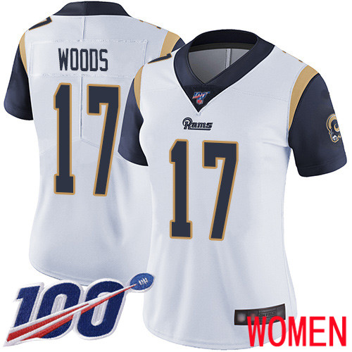 Los Angeles Rams Limited White Women Robert Woods Road Jersey NFL Football #17 100th Season Vapor Untouchable